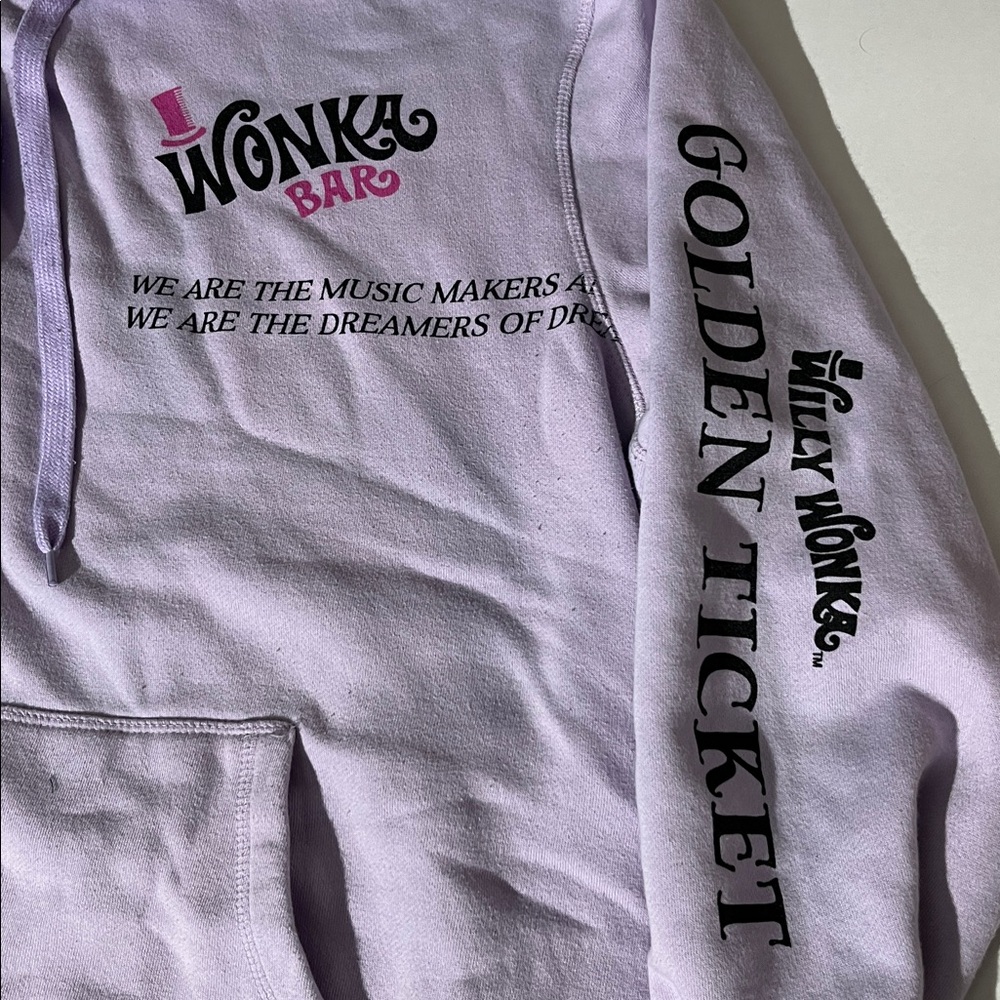 Willy Wonka & The Chocolate Factory XXL Hoodie Unisex Lavendar Purple Winter - Picture 3 of 7